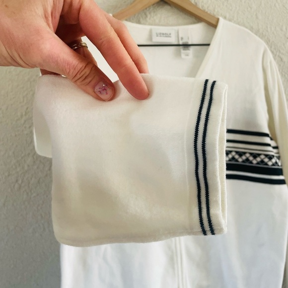 Vintage Preppy Liz Golf Zip Front White & Black Cardigan - Picture 6 of 11